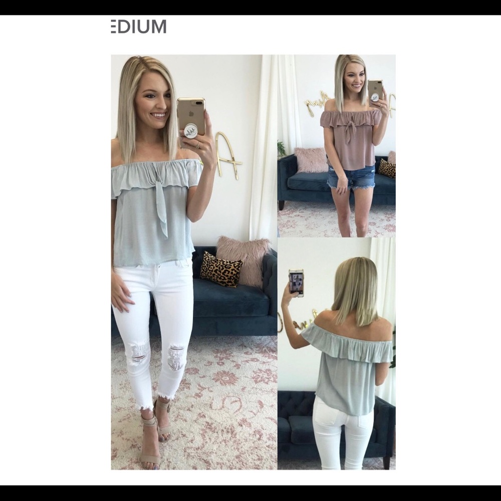 NWT Sage Off the shoulder top
